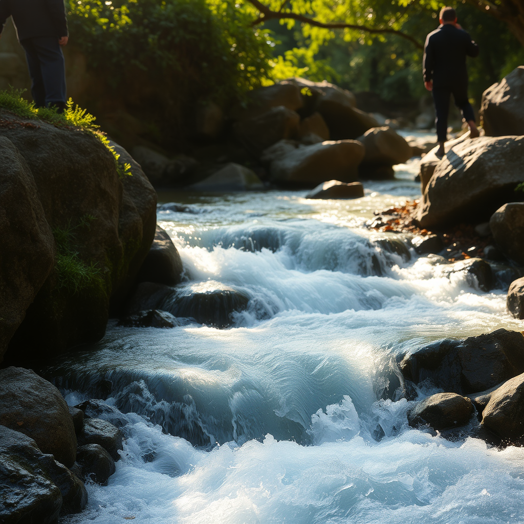 The waters of the fast stream began to roar,