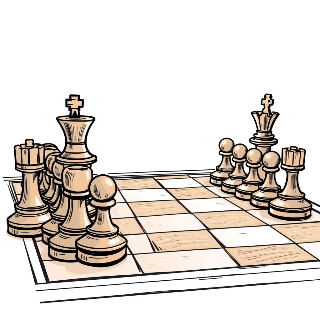 draw a professional chess set for a social media cover