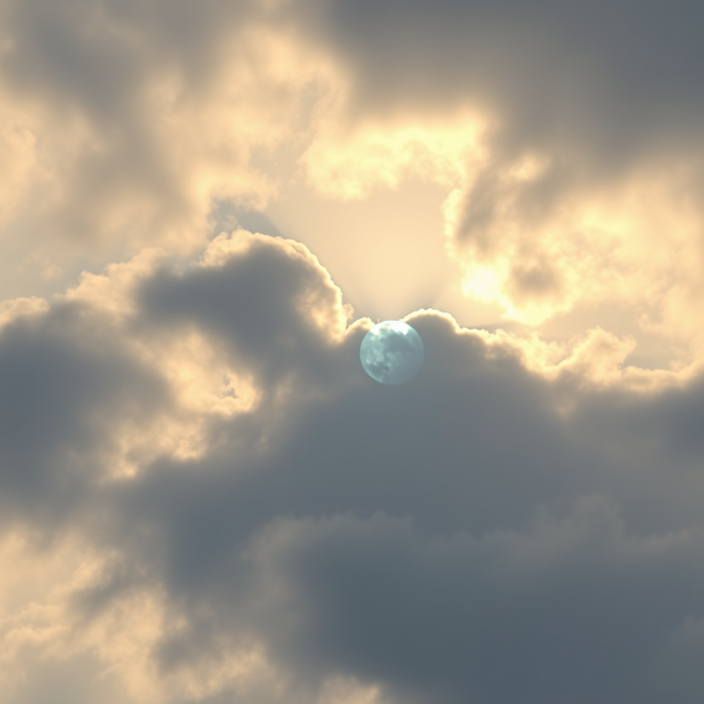 The clouds cover the sky,
The sun doesn't shine,