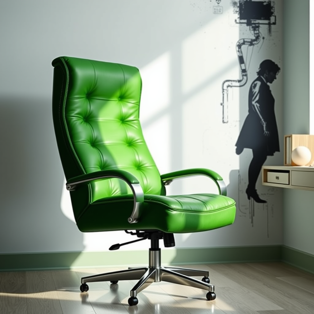 Matrix-style green leather computer chair