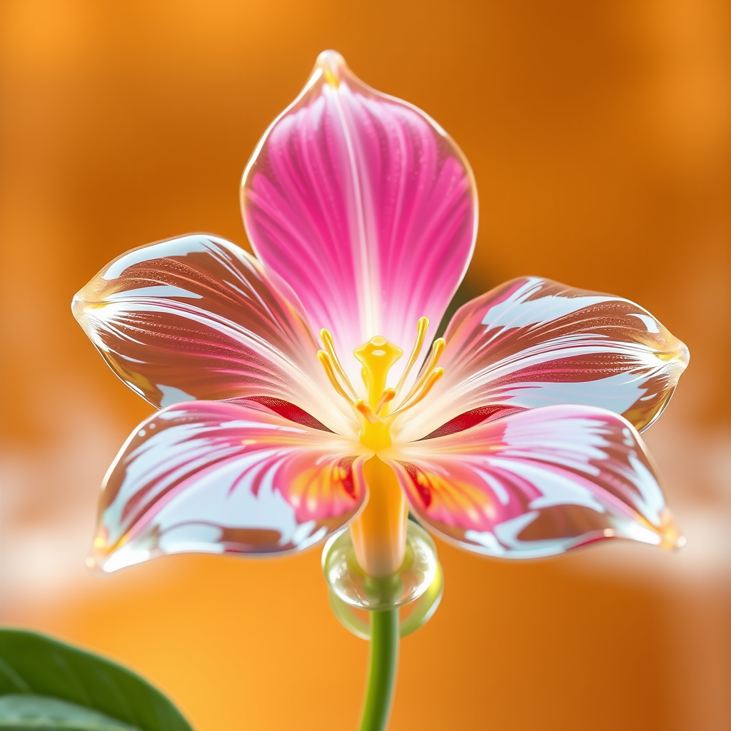 Tip: Inspired by the features of RealFlow-Cinema4D Editor, create an image of a transparent, luxurious flower called Juno leptorrhiza connected by white, yellow, and pink cream, slow/high-speed MO photography, 4K advertising screenshot video from YouTube, wheel, 3D liquid, simulation rendering, still video, 4K nature photography, very surreal with a warm background, fantastic image worthy of an award. Parameters: Steps: 20, Sampler: Euler a, CFG Scale: 7.0, Seeds: 546157968, Model: SD XL
