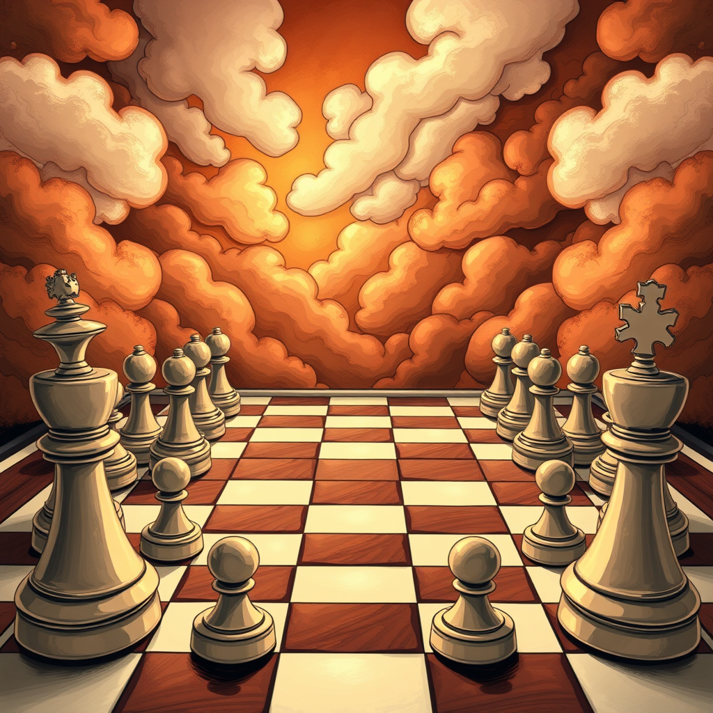 please draw a beautiful chessboard for the cover