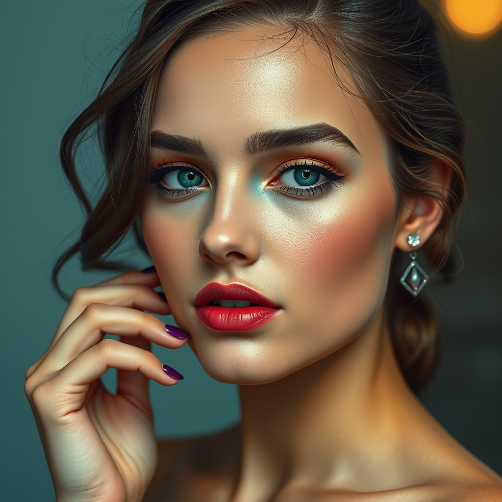 photorealism, portrait of a young woman for advertising a beauty salon photorealism, portrait of a young woman for advertising a beauty salon