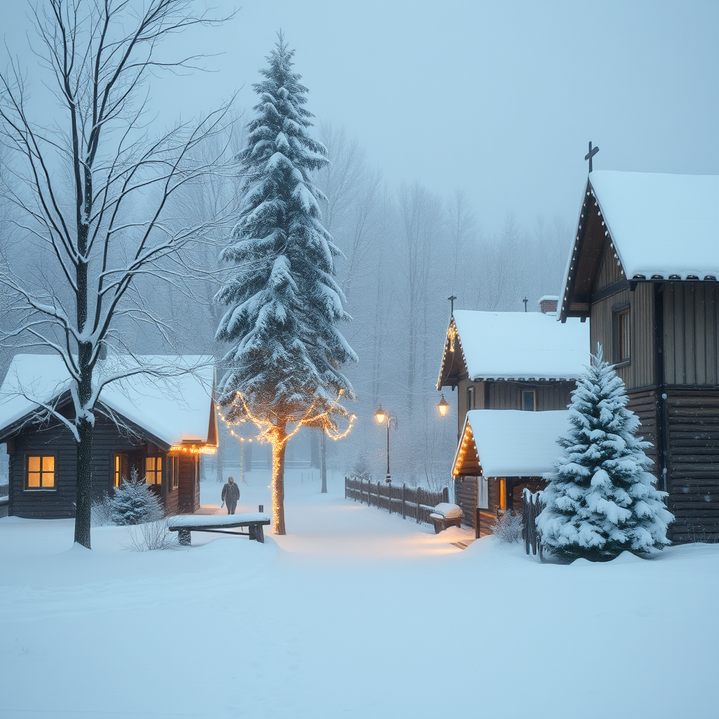 white christmas in russian village