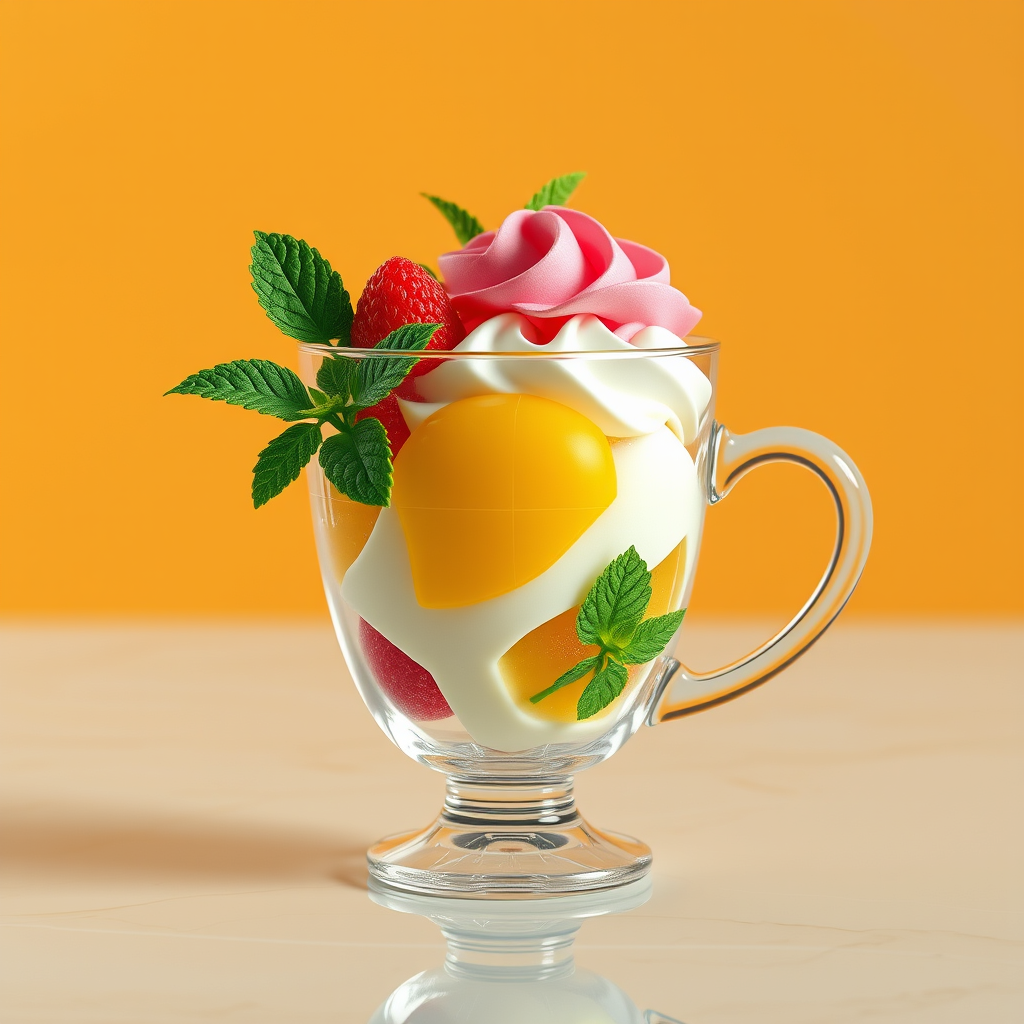 Prompt: inspired by realflow-cinema4d editor features, create image of a transparent luxury cup with ice fruits and mint, connected with white, yellow and pink cream, Slow - High Speed MO Photography, 4K Commercial Food, YouTube Video Screenshot, Abstract Clay, Transparent Cup , molecular gastronomy, wheel, 3D fluid,Simulation rendering, still video, 4k polymer clay futras photography, very surreal, Houdini Fluid Simulation, hyperrealistic CGI and FLUIDS & MULTIPHYSICS SIMULATION effect, with Somali Stain Lurex, Metallic Jacquard, Gold Thread, Mulberry Silk, Toub Saree, Warm background, a fantastic image worthy of an award.
Parameters: Steps: 20, Sampler: Euler a, CFG scale: 7.0, Seed: 546157968, Model : SD XL