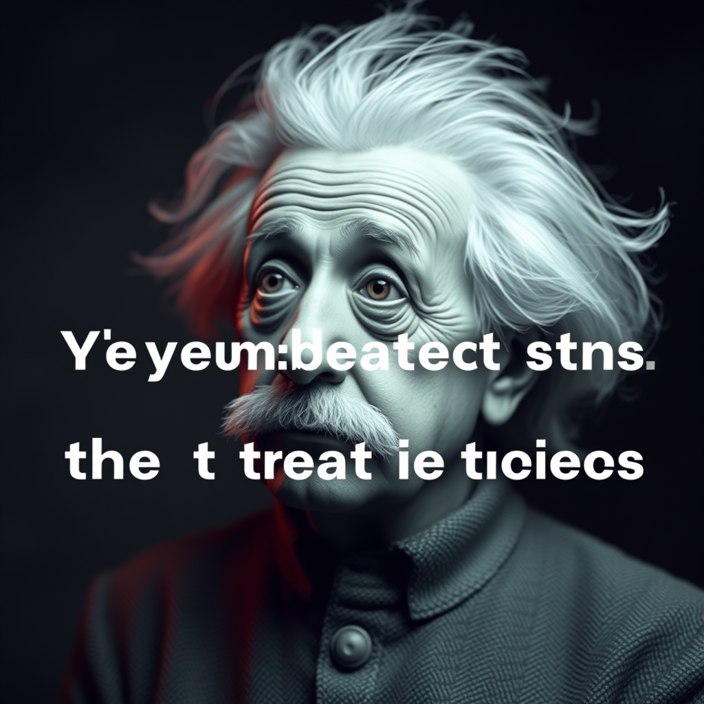 Text overlay of the quote with an image of a thoughtful Einstein-like figure.