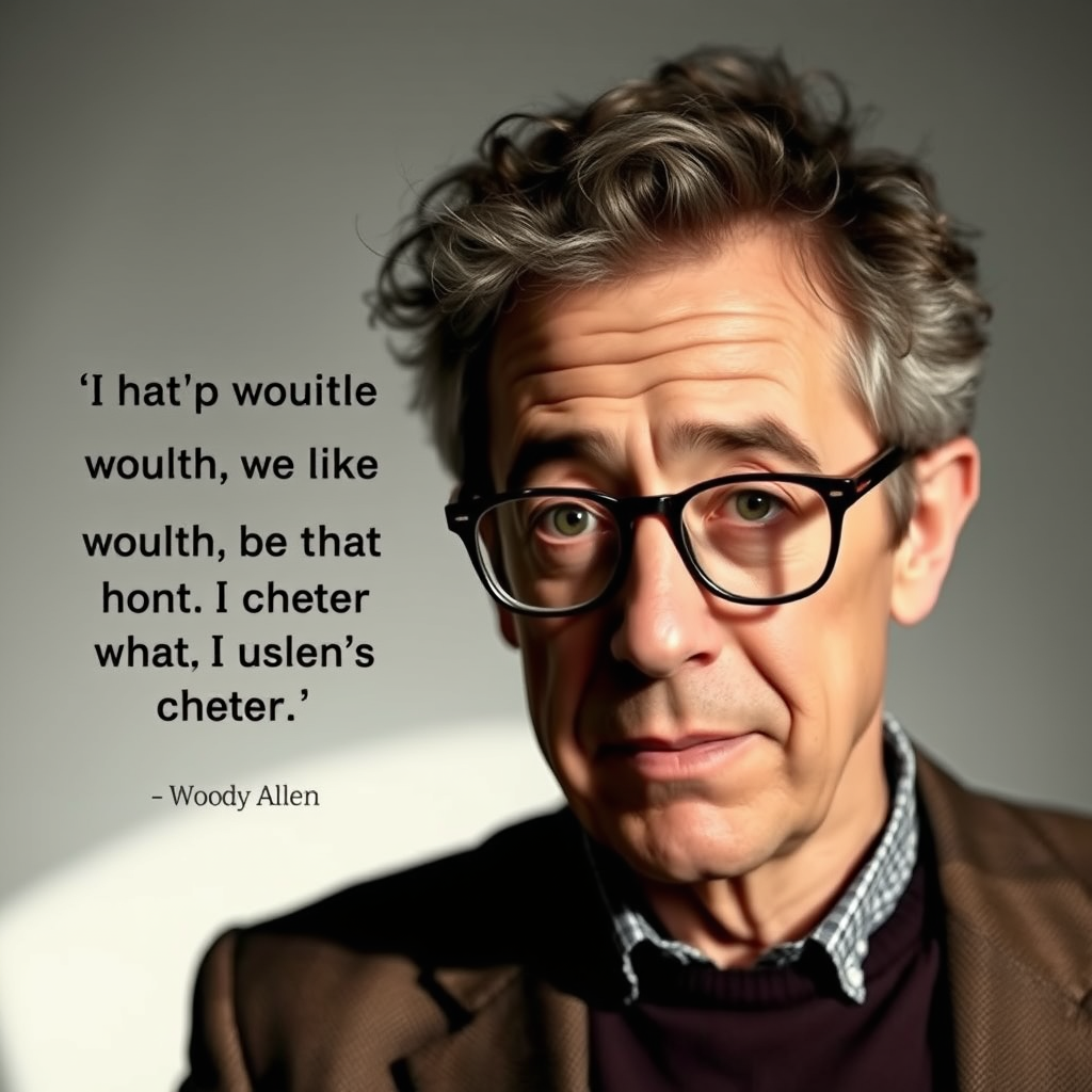 Background with an image of a man who looks like Woody Allen and the text of his quote.