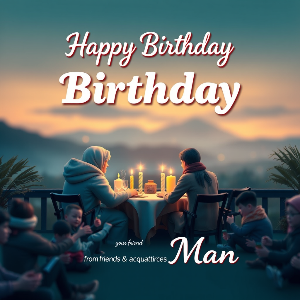 A beautiful birthday card for a man, from friends and acquaintances, without lettered captions