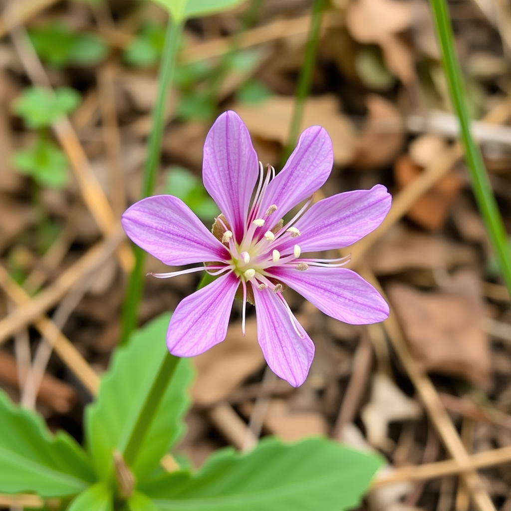 Hello. Please find me a good, high-resolution photo of a Juno leptorrhiza flower in its natural habitat.