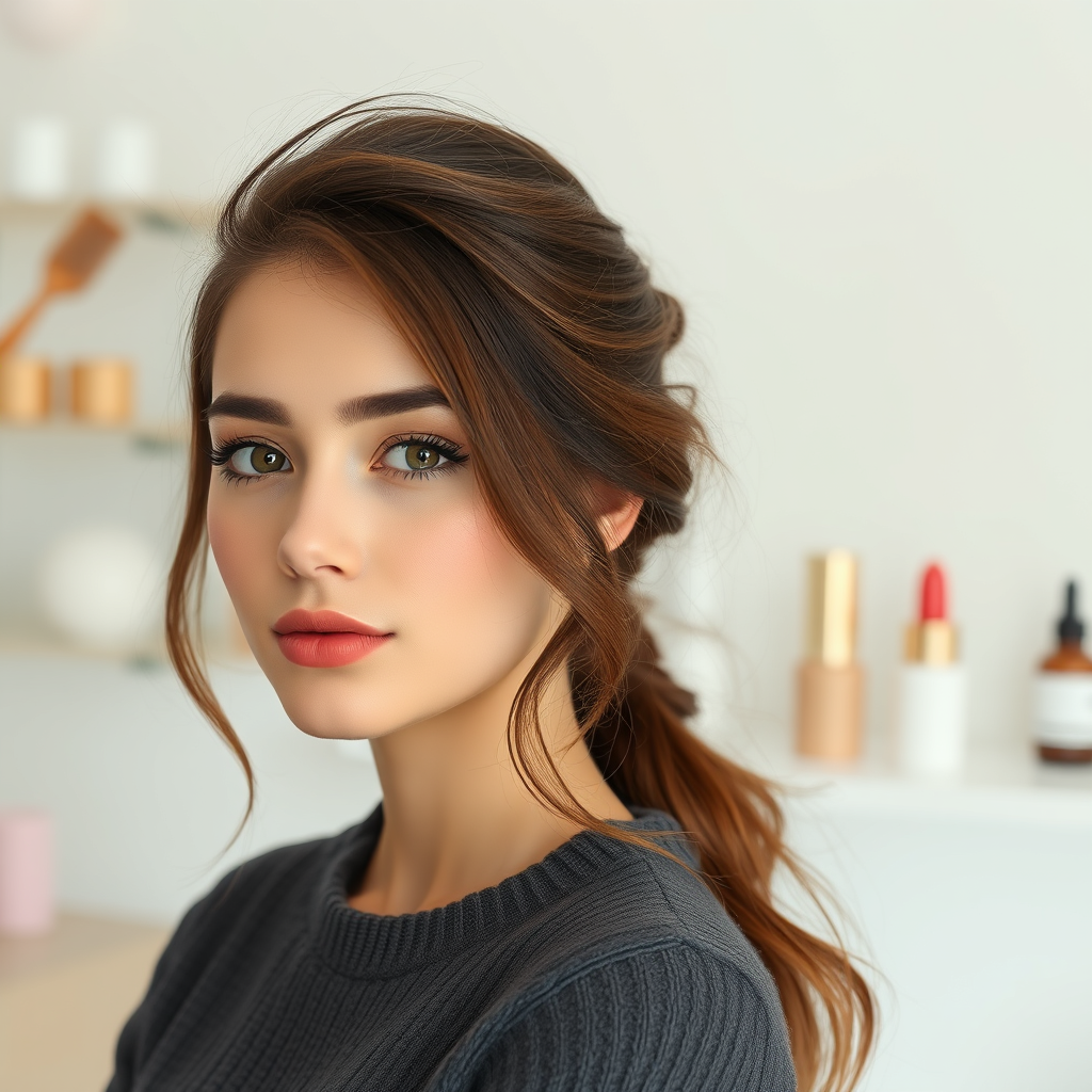photorealistic image, portrait of a young woman for advertising a beauty salon photorealistic image, portrait of a young woman for advertising a beauty salon
