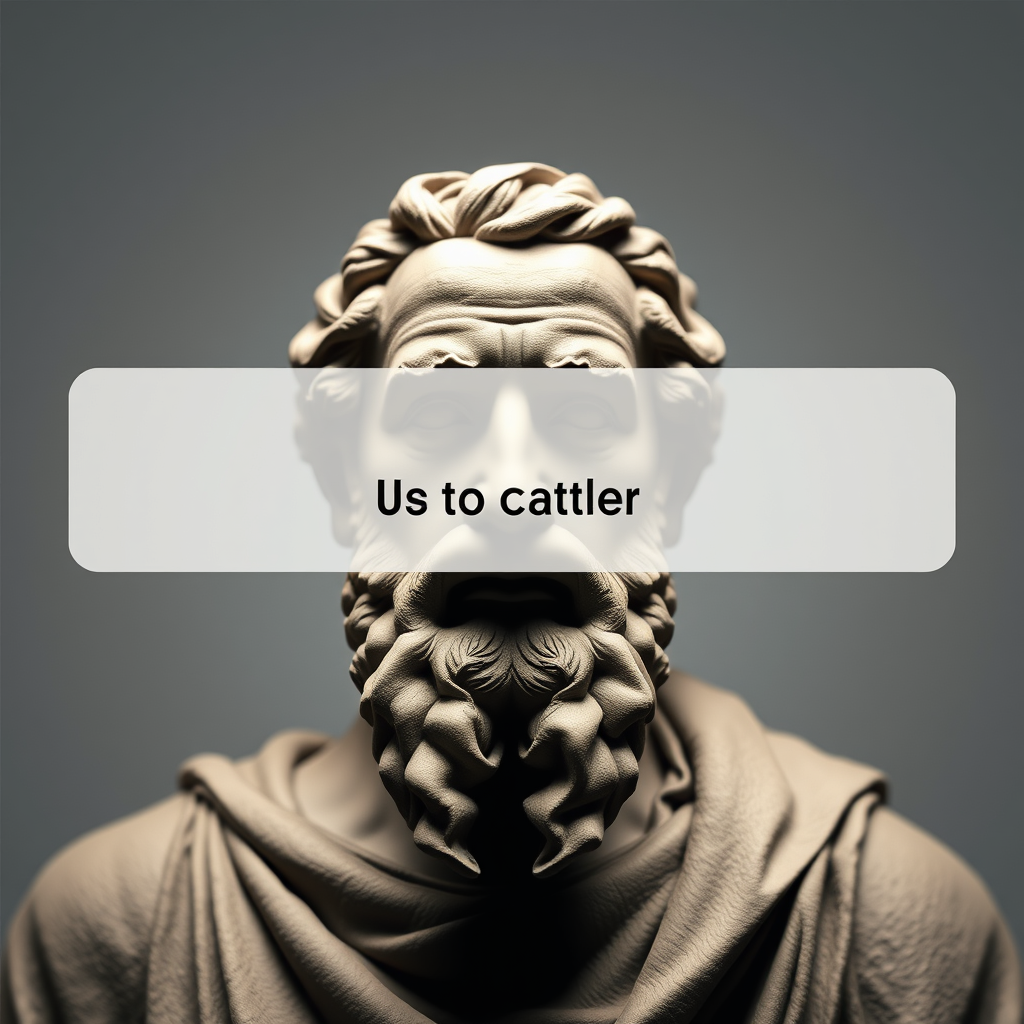 A call-to-action button appearing on the screen near the Socrates-like figure.