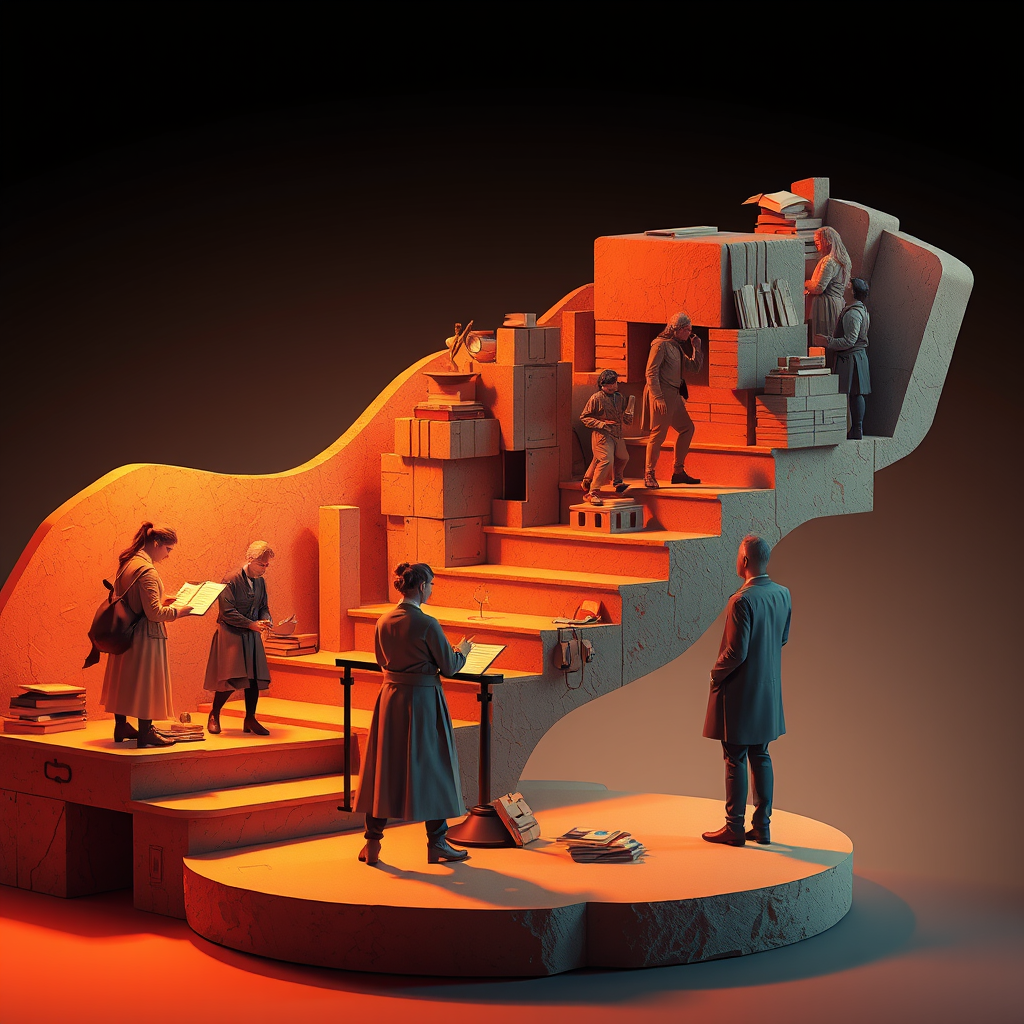 The stages of historical analysis – from research work to publication. A drawing of people working in this direction The stages of historical analysis – from research work to publication. A drawing of people working in this direction