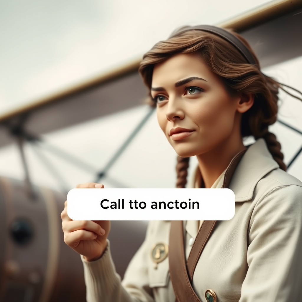 A call-to-action button appearing on the screen near the Earhart-like figure
