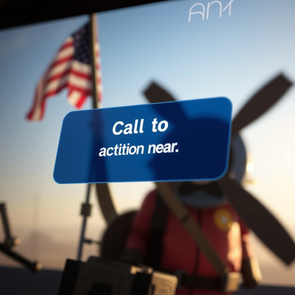 A call-to-action button appearing on the screen near the Earhart-like figure