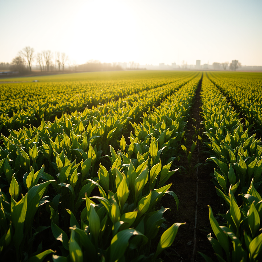 Winter crops are just turning green in the fields.
