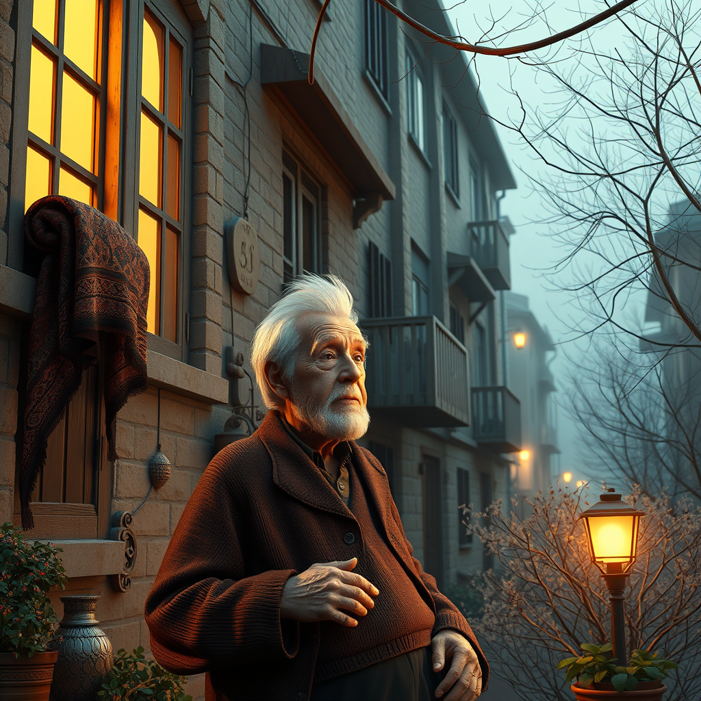 An elderly grandfather developed dementia and the neighbors in the building feel very sorry for him. An elderly grandfather developed dementia and the neighbors in the building feel very sorry for him.