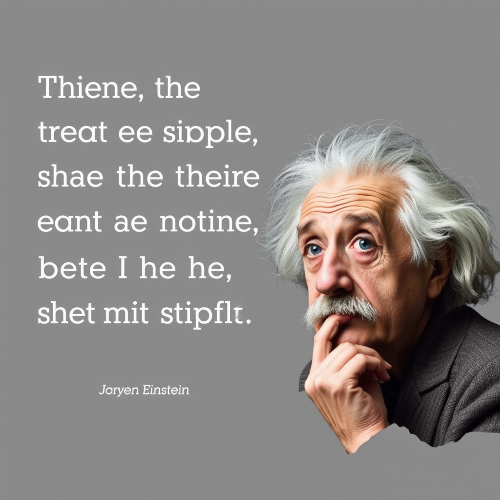 Text overlay of the quote with an image of a thoughtful Einstein-like figure.