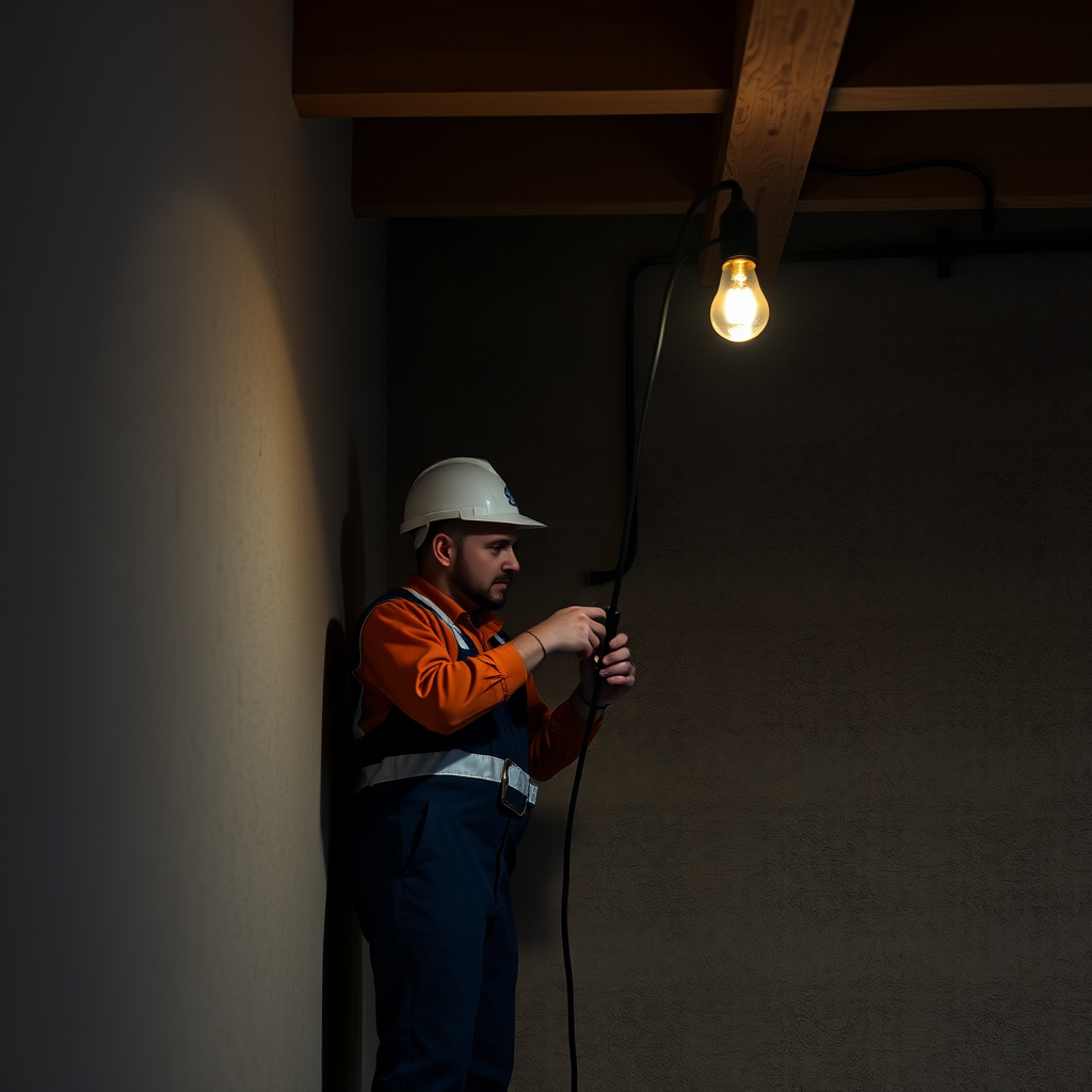 Create a picture of a novice electrician's services, with the following text: affordable services, conscientious work, travel throughout the city and surrounding villages