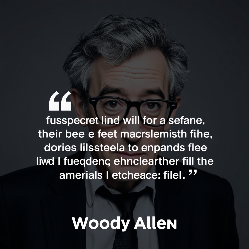 Background with an image of a man who looks like Woody Allen and the text of his quote.