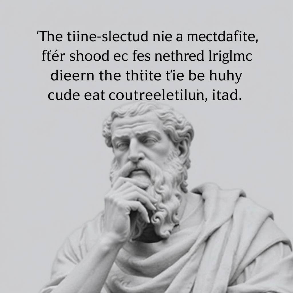 Text overlay of the quote with an image of a thoughtful Socrates-like figure.