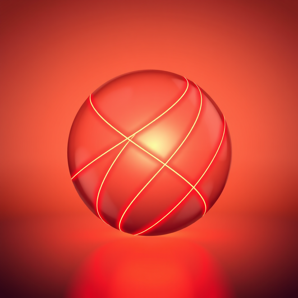 Create a favicon (96x96 favicon size in SVG format) to promote your website: a sphere depicted with small, bright red lines at 45 degrees. No background.