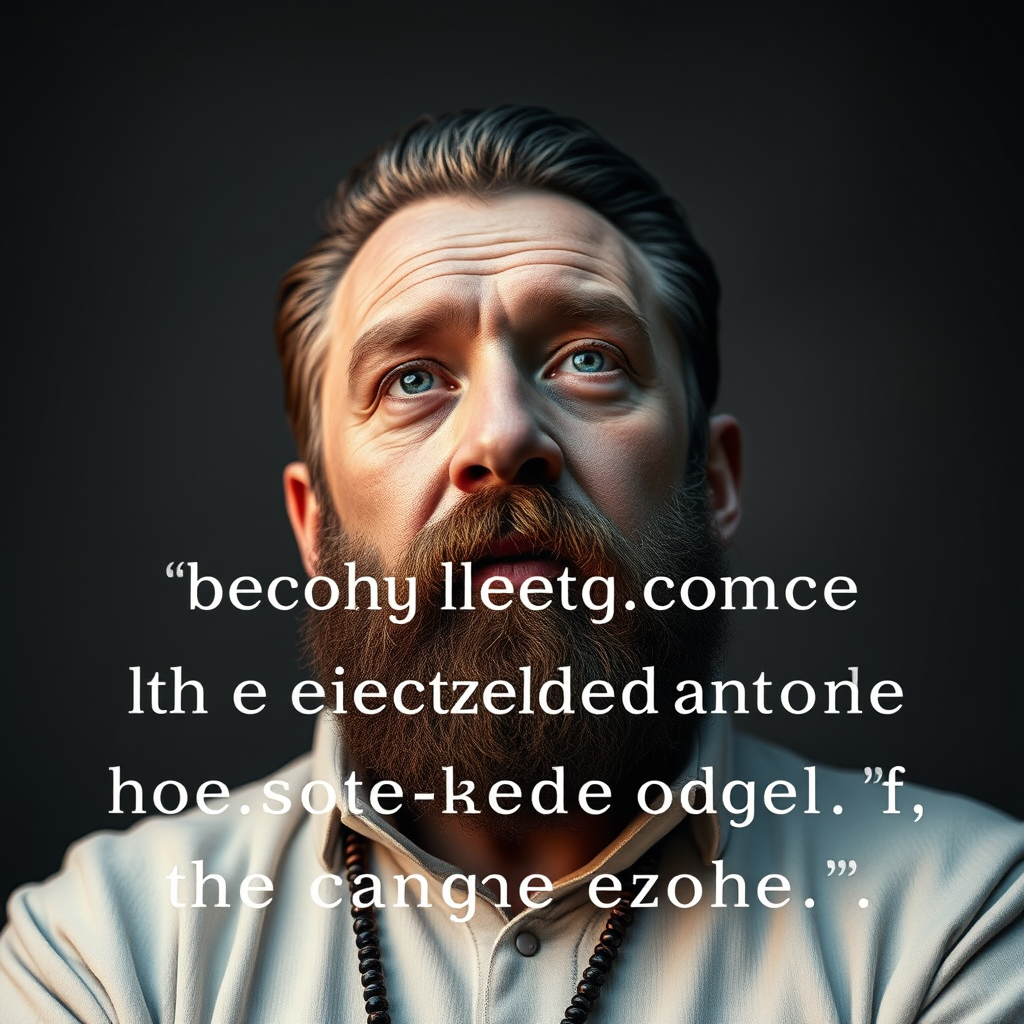 Text overlay of the quote with an image of a thoughtful Iskander-like figure.