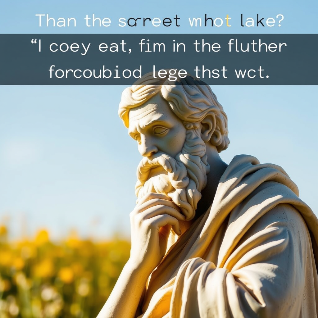 Text overlay of the quote with an image of a thoughtful Socrates-like figure.